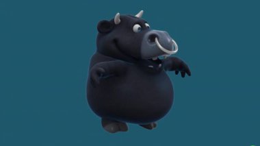 Komik çizgi film karakteri İnek Atlama - 3D animasyon 