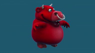 Komik çizgi film karakteri İnek Atlama - 3D animasyon 