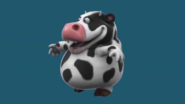 面白い漫画のキャラクターノルマンド牛ジャンプ 3Dアニメーション — ストック動画