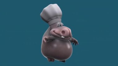 Çizgi film karakteri hipopotam atlayışının 3 boyutlu eğlenceli animasyonu 