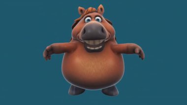 Komik çizgi film karakteri at atlaması - 3D animasyon 