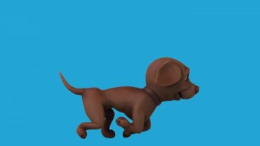 Eğlenceli üç boyutlu çizgi film karakteri Labrador çalışıyor 