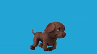 Eğlenceli üç boyutlu çizgi film karakteri Labrador çalışıyor 