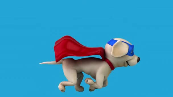 Zabawa Postać Kreskówek Labrador Superhero Działa — Wideo stockowe