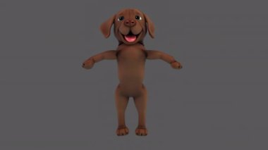 Eğlenceli üç boyutlu çizgi film karakteri Labrador atlayışı 