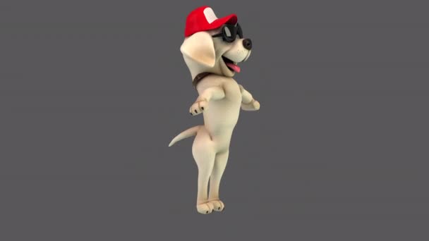 Divertido Animação Personagem Desenho Animado Labrador Jumping — Vídeo de Stock