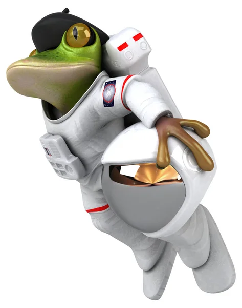 Eğlenceli Karikatür Kurbağa Astronot Karakteri — Stok fotoğraf
