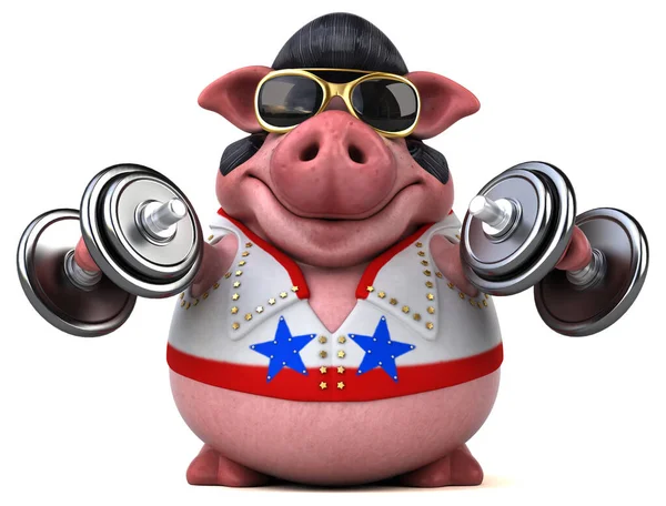 Fun Cartoon Illustration Pig Rocker Weights — Zdjęcie stockowe
