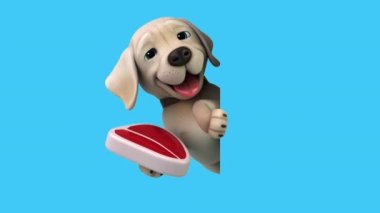 Eğlenceli 3 boyutlu çizgi film karakteri etli Labrador 