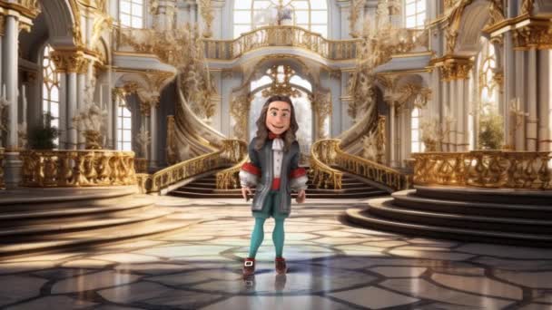 Fun Animation Cartoon Character Historical Costume Palace — Αρχείο Βίντεο