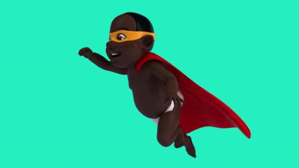 漫画キャラクターベビースーパーヒーローの3Dアニメーション — ストック動画