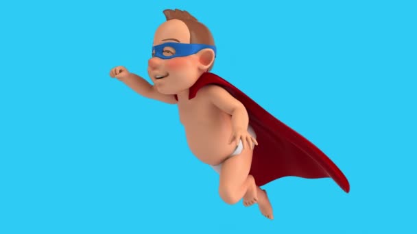 Animazione Personaggio Dei Cartoni Animati Baby Supereroe — Video Stock