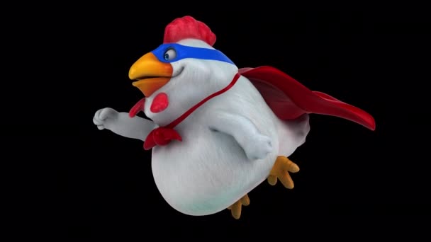 Chicken Superhero Funny Cartoon Character Flying Animation — Stockvideo