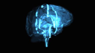 Bir beyin tasarımının 3 boyutlu soyut sanatı