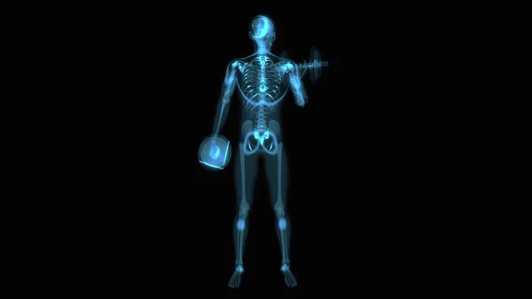 Abstrakt Anatomi Man Som Gör Biceps Lockar — Stockfoto
