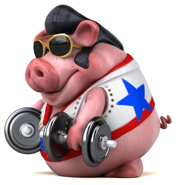 Fun Cartoon Illustration Pig Rocker Weights — Fotografia de Stock