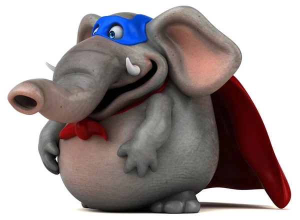 Fun Cartoon Illustration Elephant Superhero Character — Stock Photo, Image