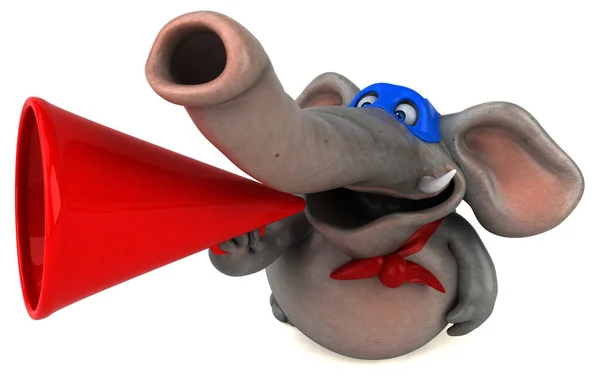 Fun Cartoon Illustration Elephant Superhero Character — Stock Photo, Image