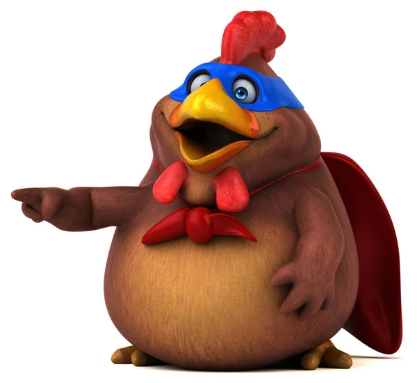 Tavuk Süper Kahraman Karakterinin Boyutlu Komik Çizimi — Stok fotoğraf
