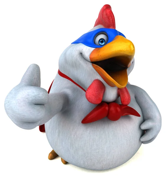 Fun Cartoon Illustration Chicken Superhero Character — Stock Photo, Image