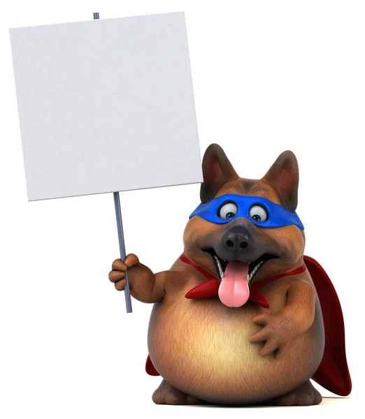 Divertente Illustrazione Cartone Animato Personaggio Supereroe Cane — Foto Stock