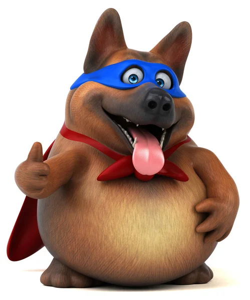 Bir Köpek Süper Kahraman Karakterinin Boyutlu Komik Çizimi — Stok fotoğraf