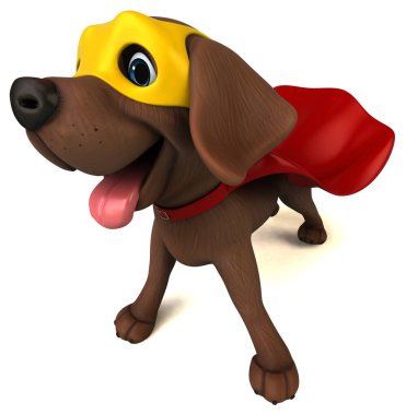 Eğlenceli 3D çizgi film süper beyaz Labrador Retriever karakteri 