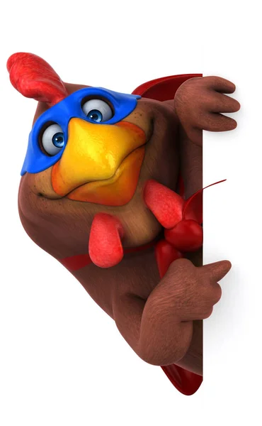 Kul Tecknad Illustration Kyckling Superhjälte Karaktär — Stockfoto