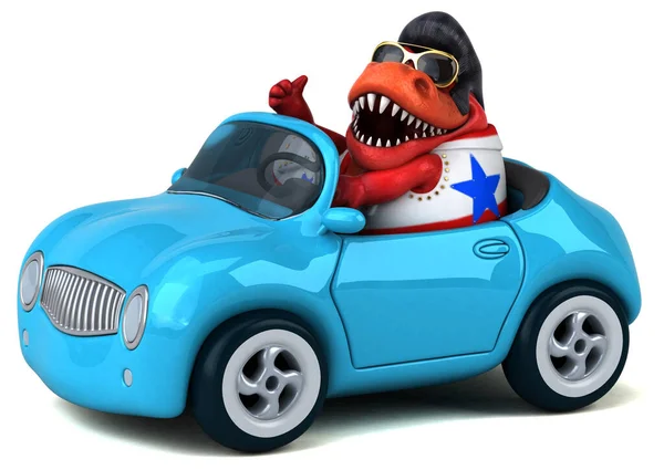 Fun Cartoon Illustration Trex Rocker Car — Stockfoto