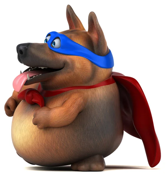 Lustige Zeichentrickillustration Einer Hund Superhelden Figur — Stockfoto