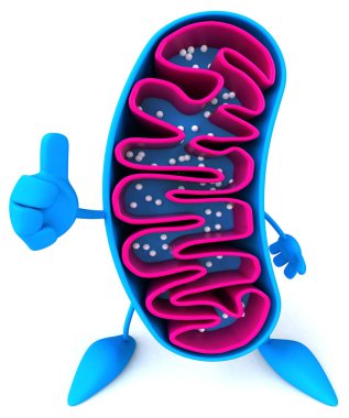 Eğlenceli 3D çizgi film mitokondri karakteri 