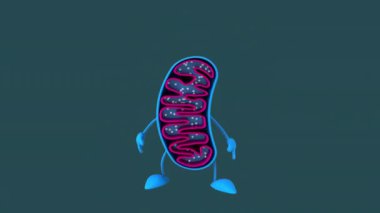 Eğlenceli 3D çizgi film karakteri mitokondri