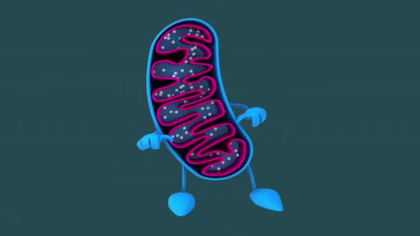 Leuke Stripfiguur Mitochondriën — Stockvideo