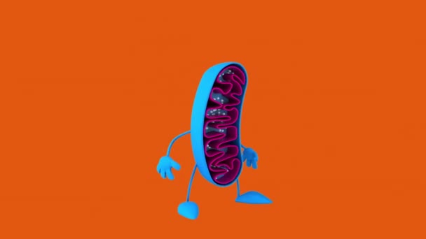 Zabawa Postać Kreskówki Mitochondria — Wideo stockowe