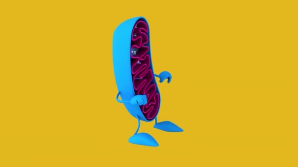 Diversión Personaje Dibujos Animados Mitocondrias — Vídeo de stock