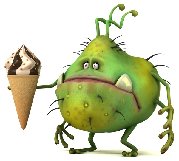 Fun germ  with ice cream - 3D Illustration