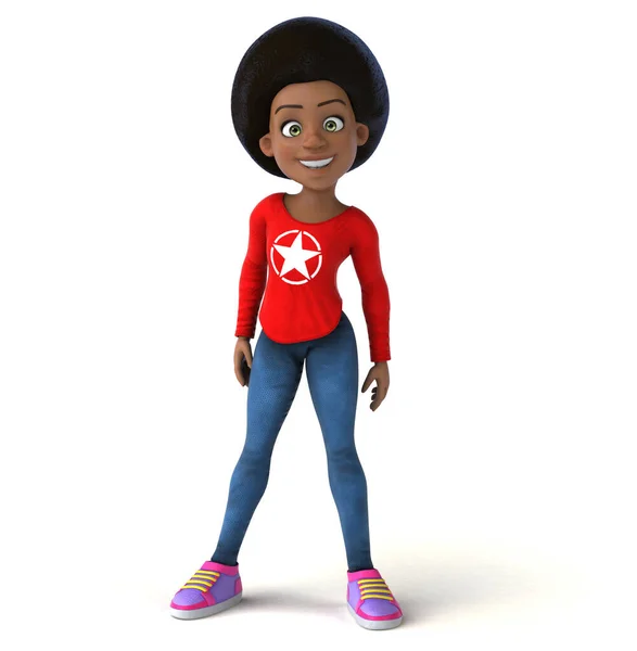 3D卡通人物黑色少女 — 图库照片