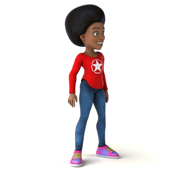 Divertido Personagem Desenho Animado Menina Adolescente Preta — Fotografia de Stock