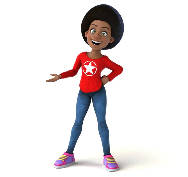 Fun Cartoon Character Black Teenage Girl — Stock Photo, Image