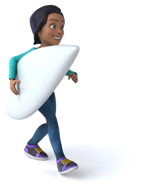 Divertimento Cartone Animato Asiatico Adolescente Surfista Ragazza — Foto Stock