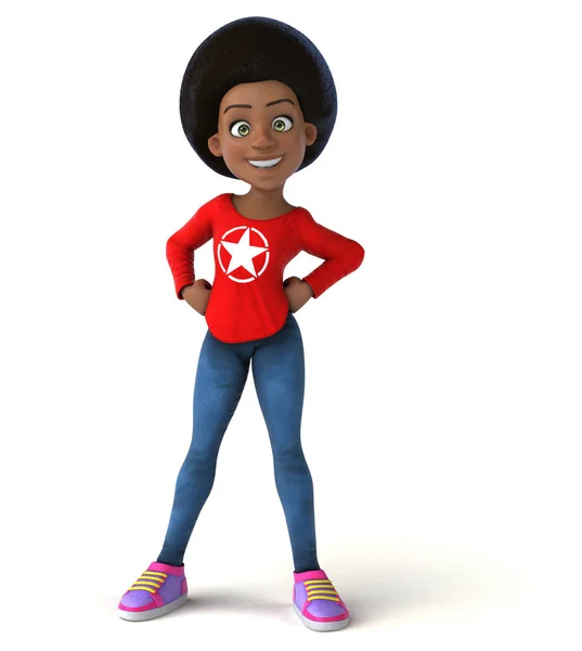 有趣的3D卡通片黑人少女角色 — 图库照片