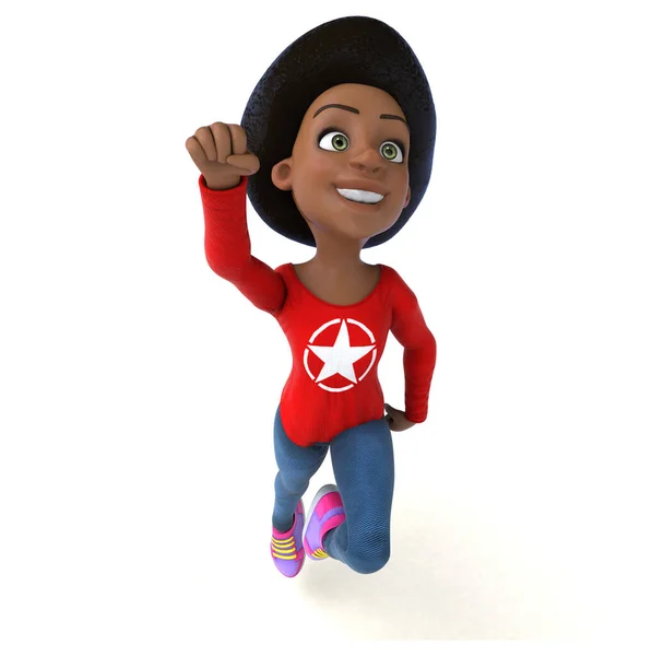 有趣的3D卡通片黑人少女角色 — 图库照片