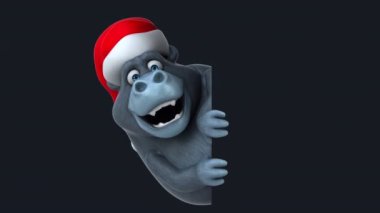 Siyah arka planda goril Noel Baba 'nın 3 boyutlu canlandırması