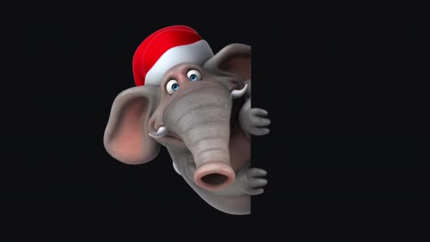 Слон Шляпе Санта Клауса Анимация — стоковое видео