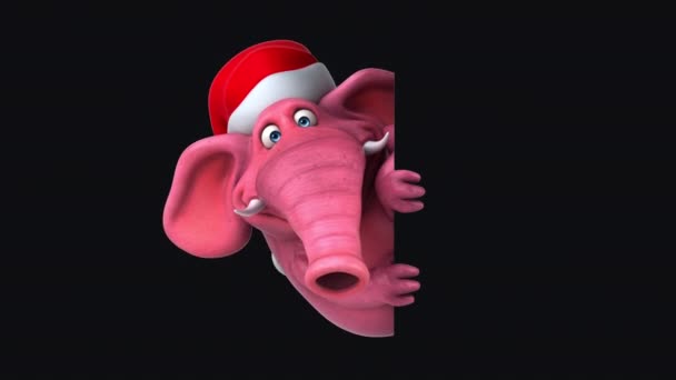 Gajah Dalam Topi Santa Claus Animasi — Stok Video