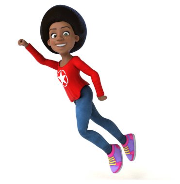Eğlenceli 3D karikatür Afro-Amerikan genç kız