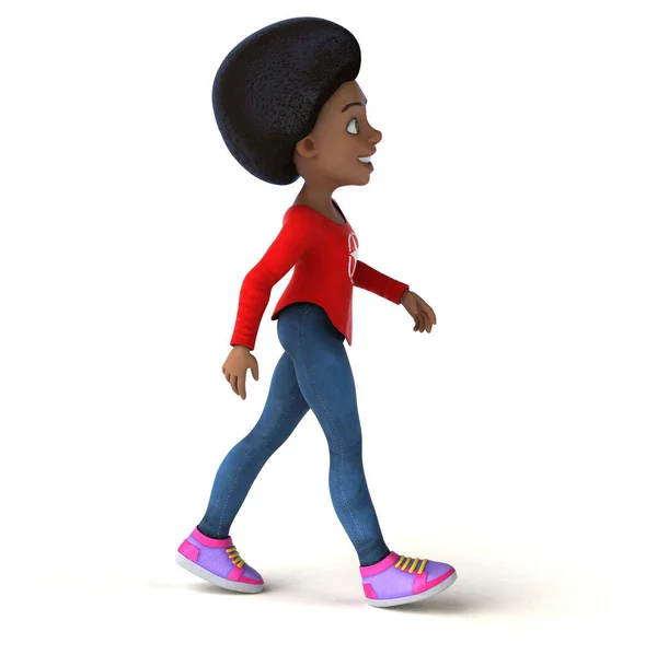 楽しい3D漫画 アフリカ系アメリカ人の十代の少女 — ストック写真