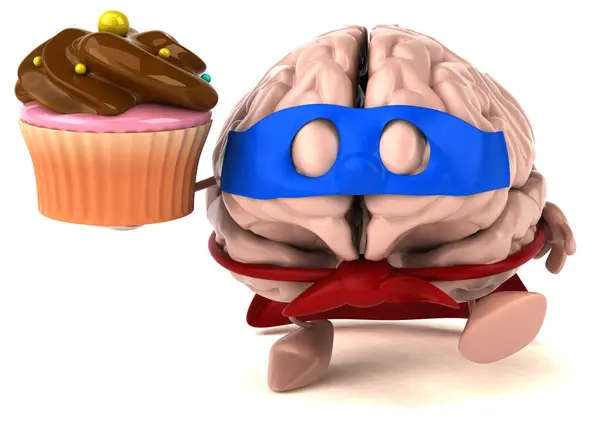 Brain Cartoon Character Cupcake — Stock Photo, Image