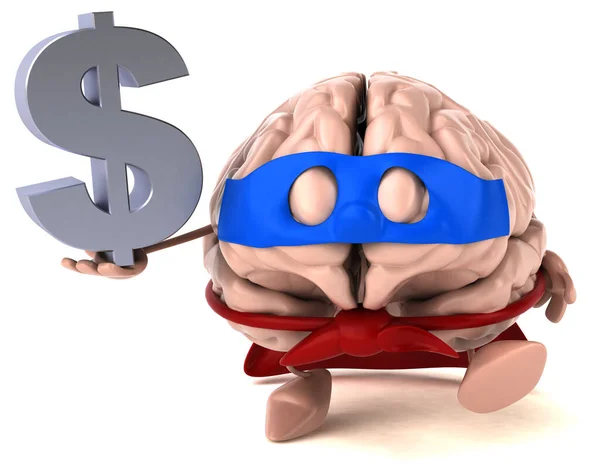 Brain Cartoon Character Dollar — Stock Photo, Image