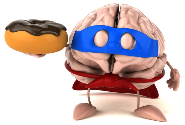 Hjernetegneseriefigur Med Donut - Stock-foto